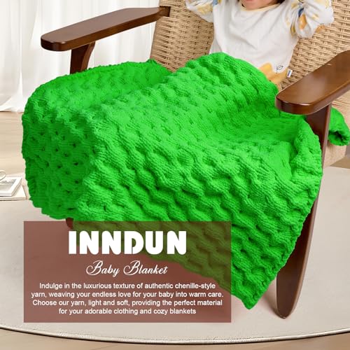 Image of INNDUN Green Chenille Yarn 3 Pack of 100g /3.5oz - Super Bulky - Knitting, Crocheting & Crafts Chunky Yarn