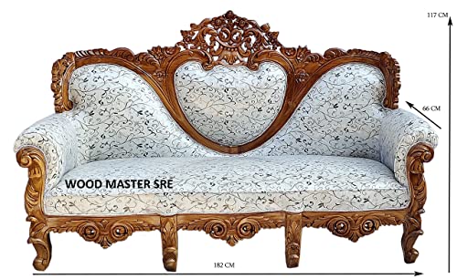 Image of Luxury Wooden Teakwwood Five Seater Sofa Set for Living Room (Honey Brown) Solid Wood Outdoor Chair 5 Seater Sofa | (6)