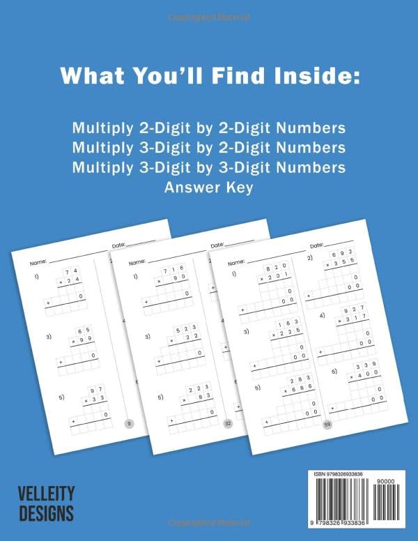 Let's Review 2 & 3 Digit Multiplication: 2-Digit by 2-Digit, 3-Digit by 2-Digit, and 3-Digit by 3-Digit Multiplication Workbook - Image 2