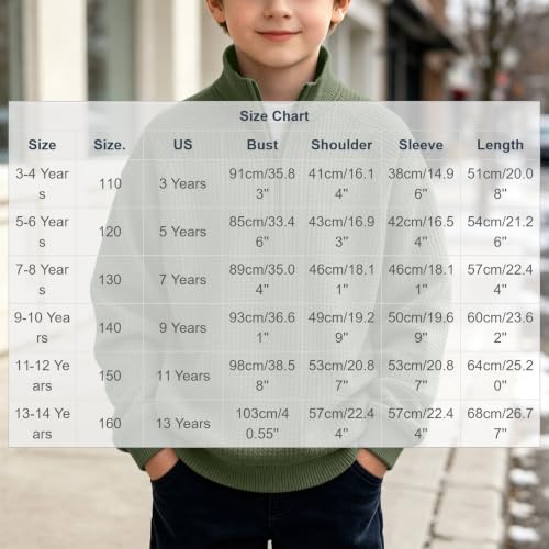 RKSTN Kids Boys Waffle Sweatshirts Trendy Quarter Zip Pullover Army Green - image 4