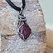 NEW Designs by Nature Gems Handmade Ruby Necklace 24 inch Black Leather Cord Antiqued Silver, July Birthstone