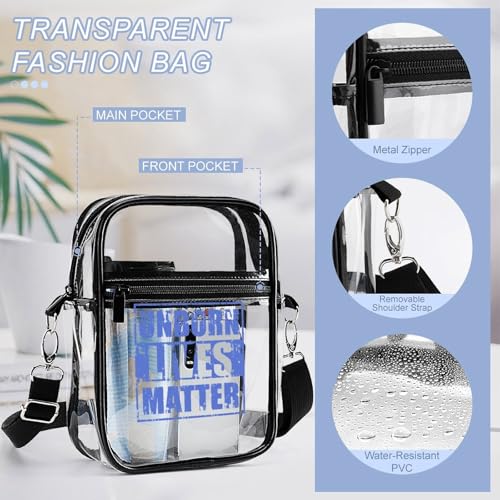 Unborn Lives Matter Clear Crossbody Bag Stadium Bag Adjustable Side Shoulder Bags Messenger Bag with 2 Compartments4