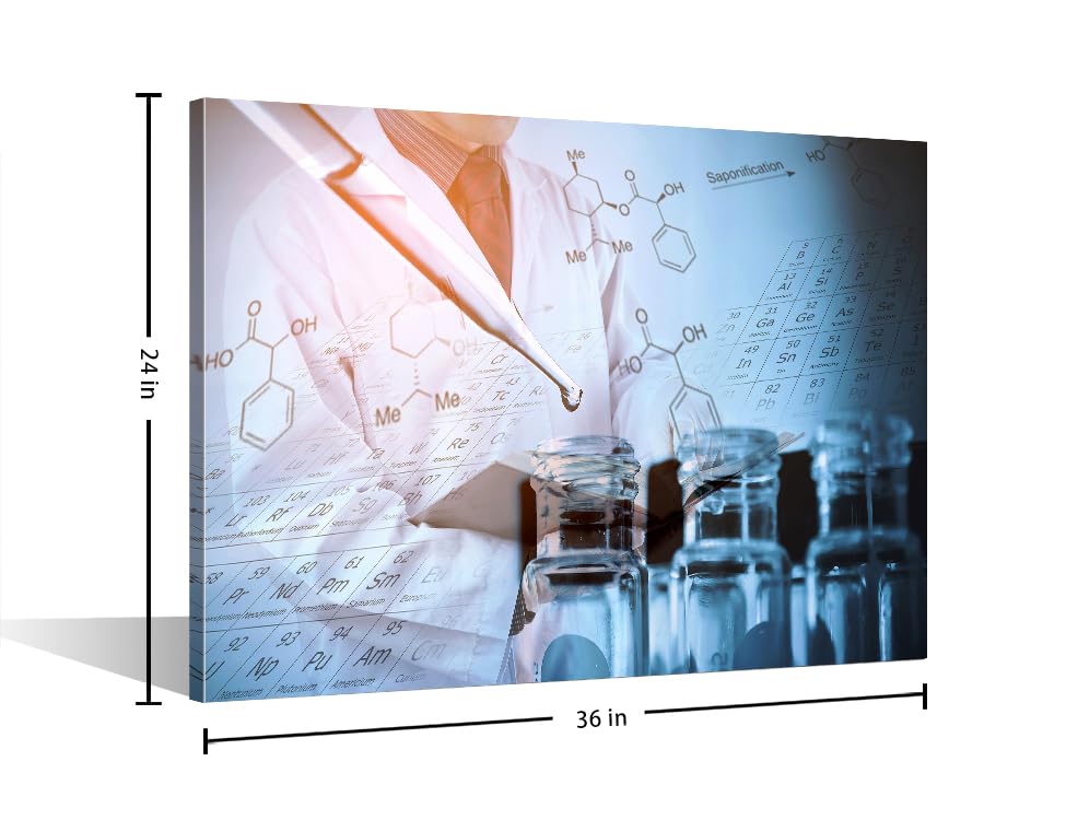 Image of TUMOVO Scientist and Test Tubes Laboratory Concept Modern Home Decor 1 Panels Medical Pictures Canvas Wall Art for Bedroom, Living Room, Office. Stretched and Framed Ready to Hang, 24 inch Wx36 H