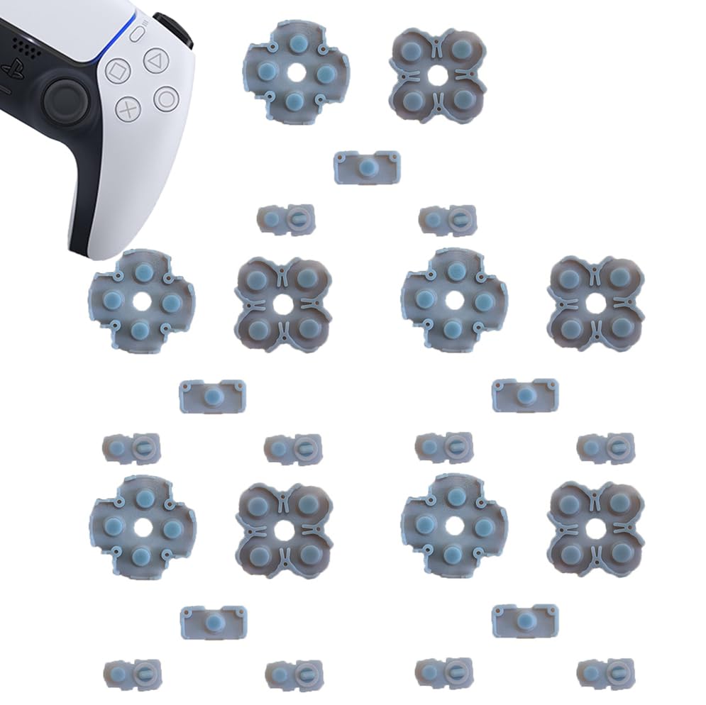 Image of 5 Sets Silicone Conductive Rubber Pads Replacement for Playstation 5 PS5 Controller Parts for BDM-010 DualSense 5 L1 R1 L2 R2 Adhesive Button Changing Keypad Repair Replacement Part Tool Kit(1.0)