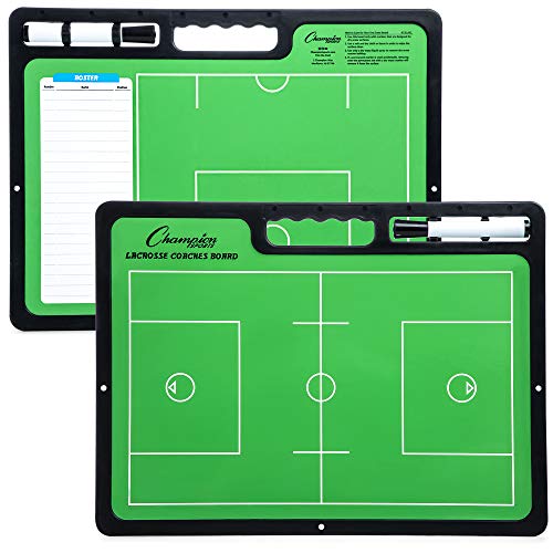 Champion Sports XL Dry Erase Board for Coaching Lacrosse - Whiteboards for Strategizing, Techniques, Plays - 2-Sided Game Boards with Handle - Front Side Full Field - Backside Half Field and Lineup by Champion Sports - Used condition - US$15.85