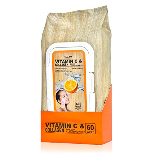Vitamin C & Collagen Moisturizing Facial Wipes – Removes Makeup, Dirt & Oils | Hydrates Skin | Tones & Brightens - 60 Wipes