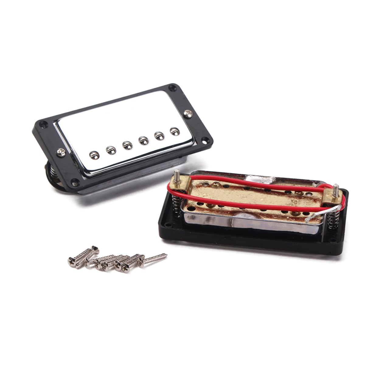 TOYANDONA Pastillas Humbucker con Marco Negro para Guitarra Eléctrica Compatible con Mástil y Puente Pastillas de Doble Bobina para Guitarras Tipo