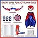 GANKTOWCOY Bow and Arrow Set for Kids, LED Light Archery Set with Spider Cape and Eye Mask, 10 Suction Cup Arrows 3 Score Targets 1 Hanging Target & Quivers, Birthday Gifts for Outdoor Indoor Play