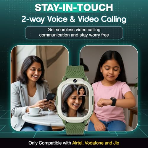 Image of sekyo 'Neo AI' 4G Smart Watch for Kids with AI Learning, Whatsapp, Video Calling, GPS Tracker, Activity Tracker, Habit Coach, 8GB | Edu-Games, Step Counter, Camera, SOS, 4G /5G Sim Card |Parental App