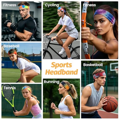Image of Headbands for Women - 6 Pack Wide Elastic Hair Bands | Stretchy Sweatbands Hair Bands | Soft Sports Thin Head Bands | Non-Slip Accessories Bands for Fashion, Washing Face, Workouts, Yoga, Daily Use