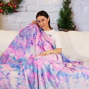 Elegear Rainbow Throw Girls Blanket, Unique Tie-dye Flannel Blanket Super Soft Cute Decorative Floor Sofa Couch Throw Warm Cozy Fuzzy Blanket for Adults Kid’s Gift