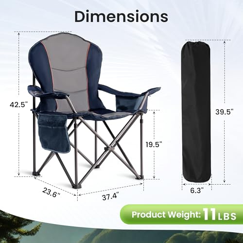 Foristrail Oversized Camping Chair Heavy Duty 500LB - Portable Folding Chair with Cooler Bag, Cup Holder & Waterproof Phone Case for Adults, Beach, Hiking, Backyard の商品画像 1