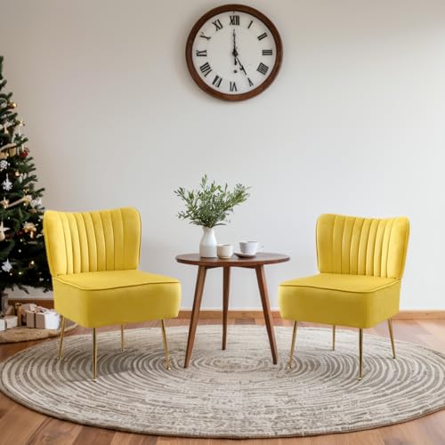 Sillón Plegable Terciopelo Amarillo miniatura 2
