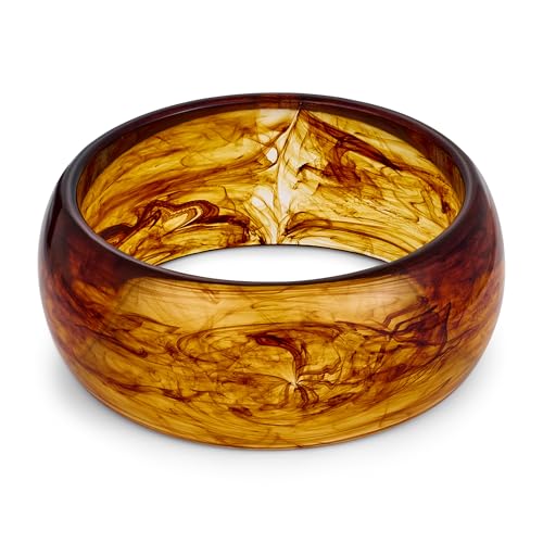 WOWORAMA Colorful Resin Acrylic Bangle Bracelets for Women Geometric Chunky Mottled Acetate Resin Bangles Wide Acrylic Plastic Bracelets Statement Jewelry
