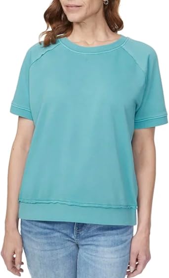Buffalo David Bitton Womens Effortless Essential Relaxed Fit Short Sleeve Super Soft French Terry Top