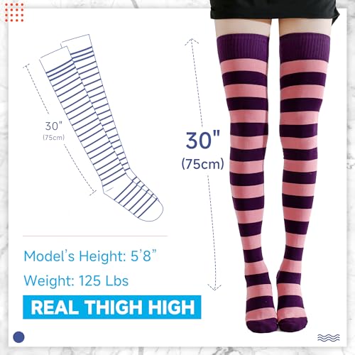 Image of Kayhoma Extra Long Cotton Stripe Thigh High Socks Over the Knee High Socks