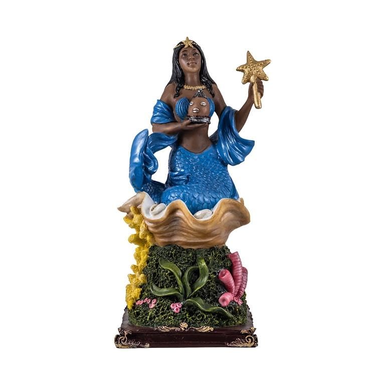 Figurine Yemaya orisha de la mer en résine peinte de 30 cm pour autel