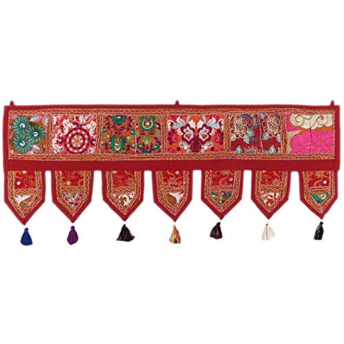 Tour De Porte Patchwork Bohème Eyes Of India - 117x107 Cm, Fait Main En Sari Recyclé (couleurs Vives)