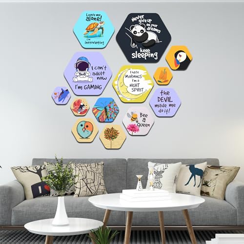 Image of Decor Smart Funny Wooden Wall Art | Living Room Decoration | Quirky Cartoon Accent | Home Decor Decorative Artwork | Cute Animal Panda Astronaut Wall Hanging | Playful Humor Sticker Panel (WPS 220)