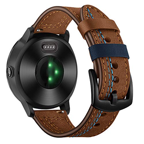 Bracelet 20mm cuir véritable compatible Garmin Vivoactive 3 Forerunner 645 245 - 4