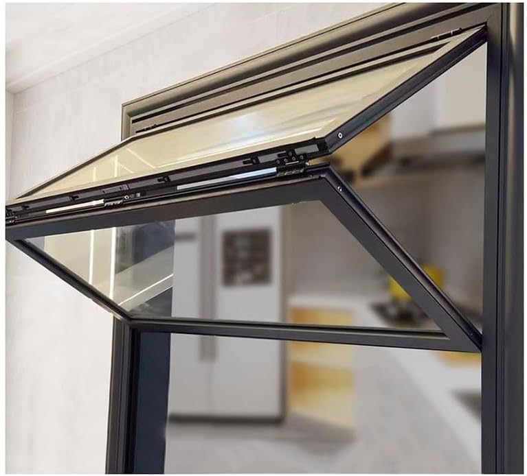 Concession Serving Window, Folded House Window Aluminum Alloy Frame, Flush Mount Upper Lower Sliding Window for Bathroom Food Trucks Kitchen(55x100cm)