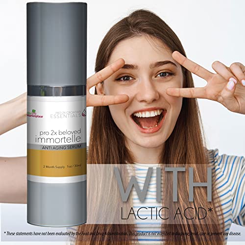 Pro 2X Beloved Immortelle Serum - Anti Aging Serum - 2 Month Supply - Alpha Hydroxy Acid Serum With Aloe - Help Tighten Skin & Fade Dark Circles - Improve Wrinkles - Promote Collagen Production #TOP5