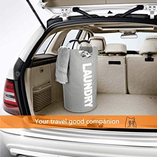 Large Laundry Basket Oxford Cloth Storage Bag Collapsible Fabric Laundry Hamper Foldable Clothes Bag Folding Washing Bin (Deep Grey) - Thumbnail 3