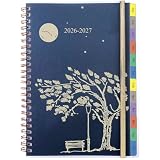 Academic Diary 2026-2027 Week to View A5, Weekly Monthly Planner with Tabs, Notes, Back Pocket, Spiral Bound, Week On 2 Pages Mid Year Diary 26/27 for School Family Office, Aug.2026-Jul.2027