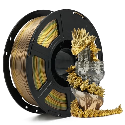 FLASHFORGE Silk PLA Gradient Metal Rainbow Filament, Silk Multicolored Color Change 3D Printing Filament, Gold Copper Bronze Grey Shiny Color-Changing Metal-Like Finish, Ultra-High Glossiness