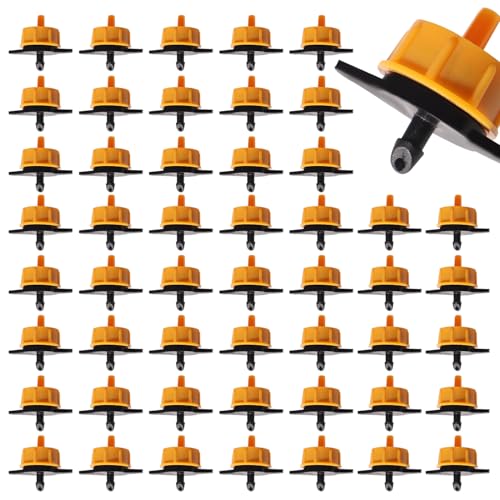 VooGenzek 50 Stücke 2 GPH Druckausgleichender Tropfer, 1/4 Zoll Kunststoff Bewässerungs Tropfstrahle, Gartenbewässerungstropfer, für die Bewässerung von Garten Rasenpflanzen, 8L