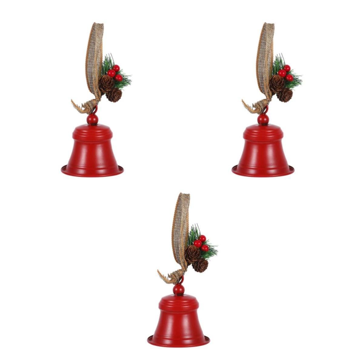 Toyvian 3 Pezzi Campanello Metallico Natalizio Rosso in Ferro per Porta e