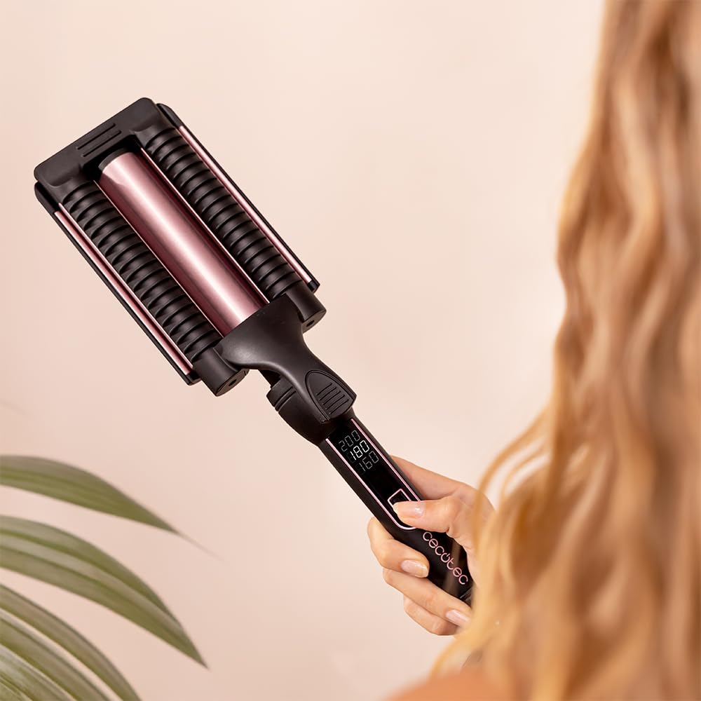 Cecotec Piastra per Capelli a Onde RitualCare 1000 Summer Waves. 90W, 3 Cilindri da 25mm con Rivestimento in Ceramica, 3 Temperature Regolabili, 3 Impostazioni di Temperatura, Cavo 360º