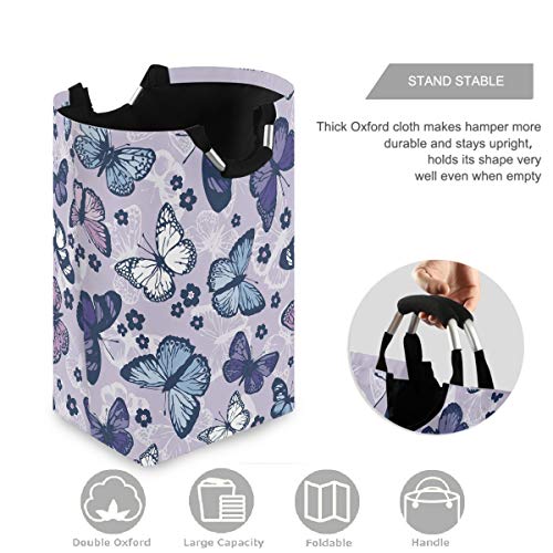 Visesunny Collapsible Laundry Basket Butterfly Large Laundry Hamper Waterproof Foldable Fabric Dirty Clothes Toy Organizer For Bathroom Kids Room Dorm #TOP2