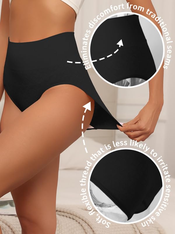 High Waisted Underwear for Women Tummy Control Panties Seamless Breathable Full Coverage Women's Briefs Multipack