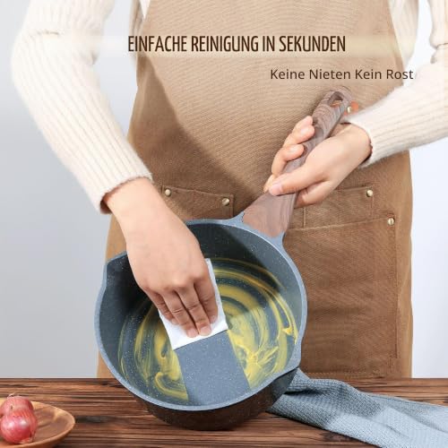 SENSARTE 22cm Schweizer Granit Beschichtung Antihaft-Kasserolle mit Deckel – Ansicht 5