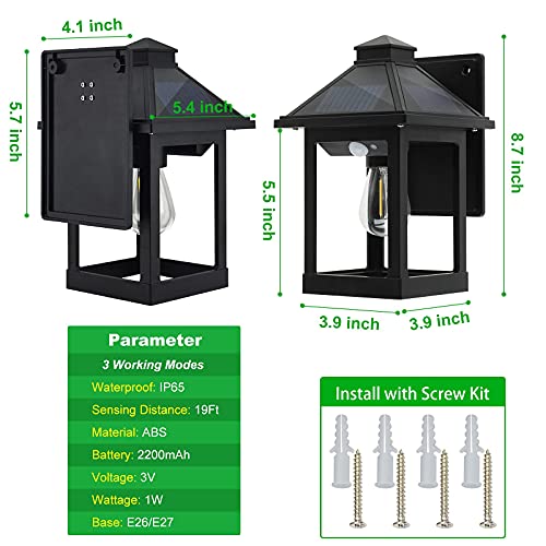 Cyhkee 2 Pack Solar Wall Lanterns Outdoor With 3 Modes, Wireless Dusk To Dawn Motion Sensor Led Sconce Lights Ip65 Waterproof, Exterior Front Porch Security Lamps Wall Mount Patio Fence Decorative #TOP7