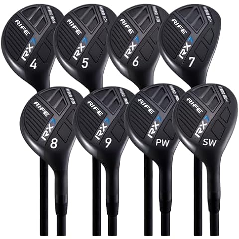 Rife Golf RX7 Senior Mens Right Handed Standard Length A Lite Light Mature Senior Flex Graphite All True Utility Hybrid Irons Set 4 5 6 7 8 9 PW SW Ultra Forgiving Golf Clubs Cover