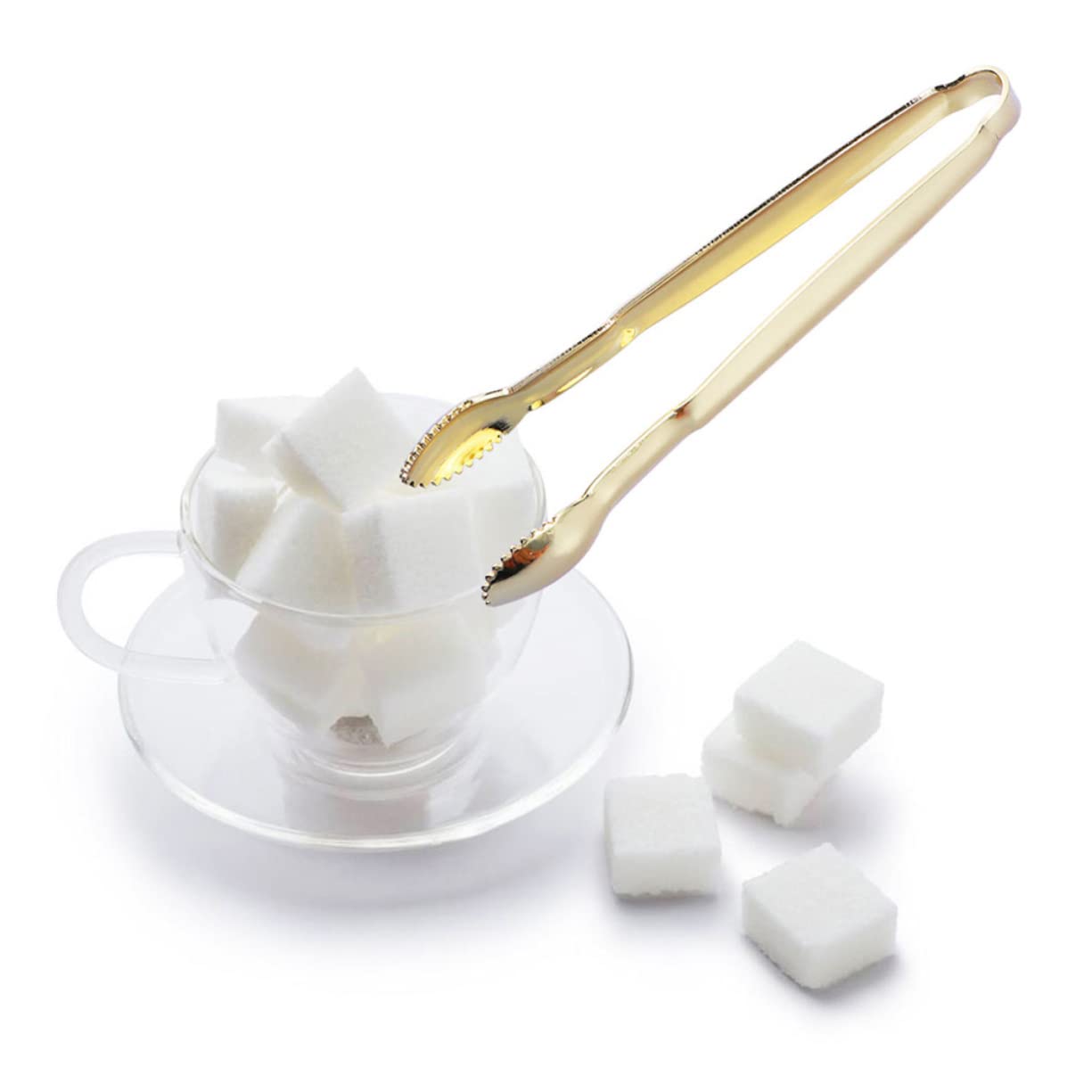 ABOOFAN 2pcs Gold Plated Stainless Steel Sugar Tongs Ice Tongs Food Serving Clips for Parties Cafes and Home Use for Sugar Cubes Ice Appetizers More