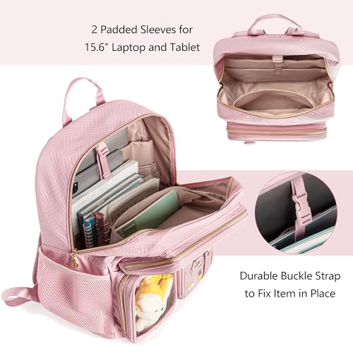 Image of Ita Bag Pin Display Backpack with Insert, Aesthetic Laptop Backpack | Ita Backpack with 3 Clear-Window Pockets, Laptop Sleeve, Kawaii Backpack for Cosplay & Concert(Pins NOT Included)