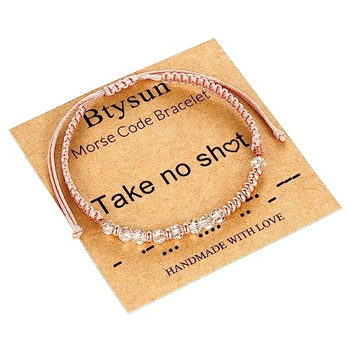 Btysun Morse Code Bracelets for Women Christmas Gift Stocking Stuffers for Teens Pink Braided Bracelets Inspirational Best Friend Birthday Gifts for Her High School Graduation Gifts for Her 2025 Mom Bracelet Jewelry
