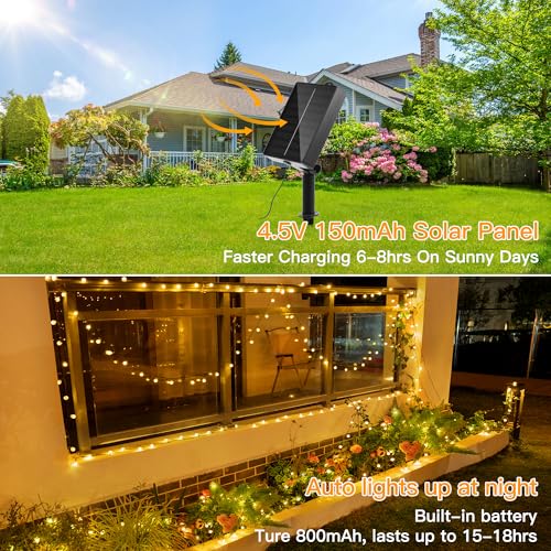 Ollny Solar Lights Outdoor Garden, 16m 150LEDs Fairy Lights Solar Powered Waterproof, Warm White Crystal Ball 8 Modes Globe String Lights for Outside Indoor Gazebo Wedding Tree Party Decorations - Image 5