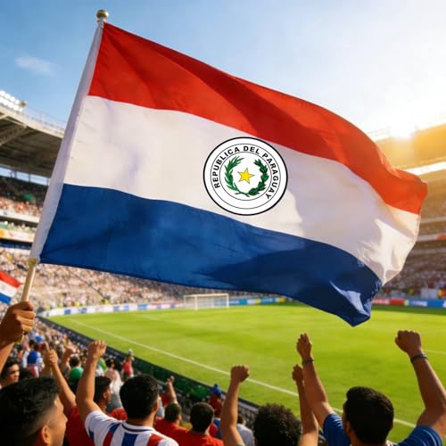 Image of Ahfulife Paraguay Flag 3x5 Ft, 1 Pc Large Paraguayan National Flags for Outdoor Indoor, Double Sided with Brass Eyelets for World Cup, Party, Garden, Bar, Street Decor