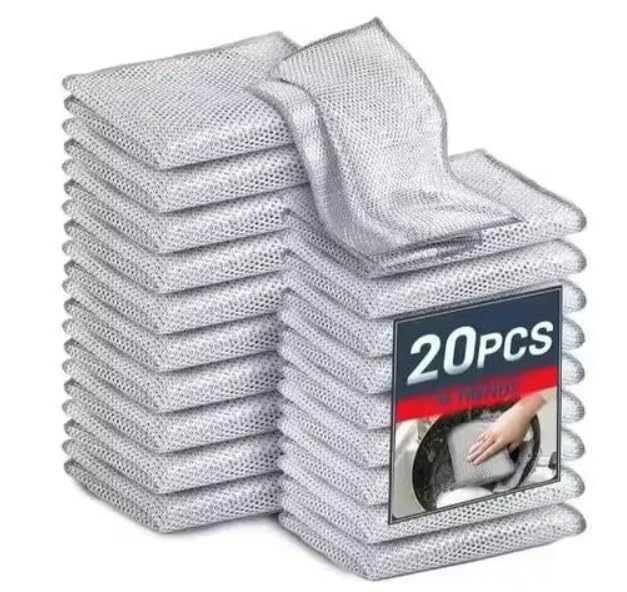 Image of Scrubber for Kitchen (Pack of 20), Scruber, Dish Wash Scrubber, Wire Cleaning Cloth, Non-Scratch Wire Dishcloth, Rags, Cleaning Cloth for Kitchen, Steel Scrub, Dishwash Scrub