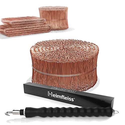 Heimfleiss® Torsadeuse + fil de fer recuit 1,0 x 100-160 mm (1000 pcs.) - Set de qualité torsadeuse fil de fer & fil de ligature - Fermeture de fil de fer...