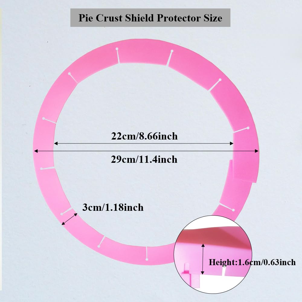 Protezioni regolabili per croste di torte, anello di copertura in silicone per torte da 20-29 cm, copertura protettiva per bordi (rosa, 1 pezzo)