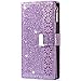 Produktbild Hancda Brieftasche Hülle für Samsung Galaxy S20 Ultra [Nicht für S20], Handyhülle Handytasche Glitzer Leder Flip Case Geldbörse mit Reißverschluss Kartenfach Klapphülle für Galaxy S20 Ultra,Lila