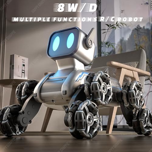 Image of Smart RC Robot Dog Car 8WD - 2.4GHz Remote & Gesture Sensor Control, 360 Stunt Car with LED Lights & Music, Rechargeable Robot Toy for Kids (Boys & Girls, 6+ Years)