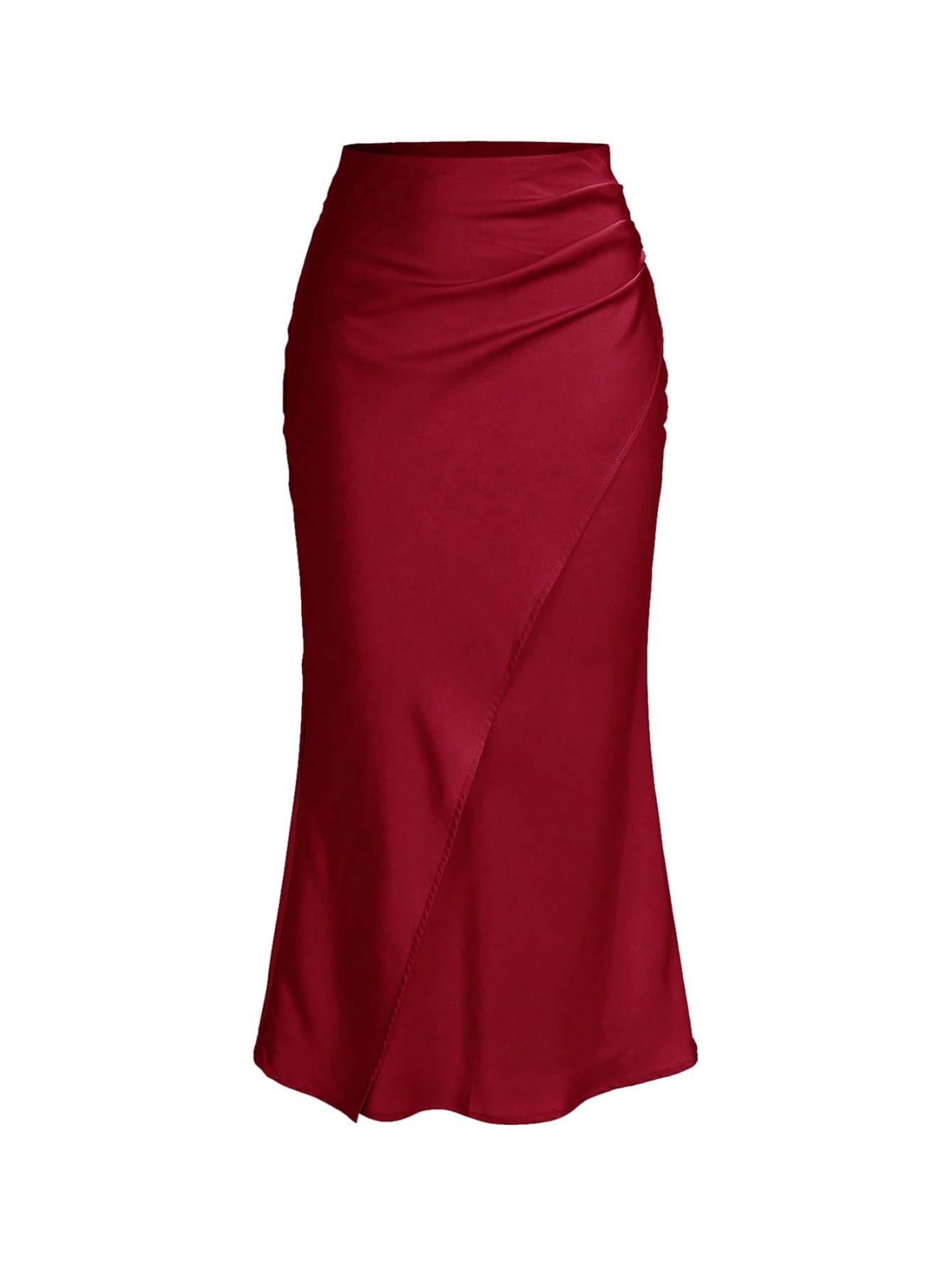 SOLY HUX Womens Satin Maxi Skirt Elegant Wrap High Waisted Ruched Fishtail Dressy Casual Skirts