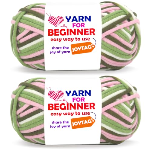 Image of 2 * 50g Rainbow Beginner Crochet Yarn for Crocheting and Knitting Multicolor Cotton Crochet Yarn for Beginners with Easy-to-See Stitches Cotton-Nylon Blend Easy Yarn for Beginners(Pink Camo)