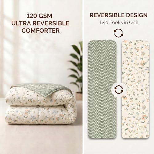 Image of Mafatlal 120 GSM Ultra Single Bed Reversible Comforter, Lightweight Microfiber Blanket /Quilt /Dohar, Soft AC Comforter (90 x 60 Inches) | Light Pink